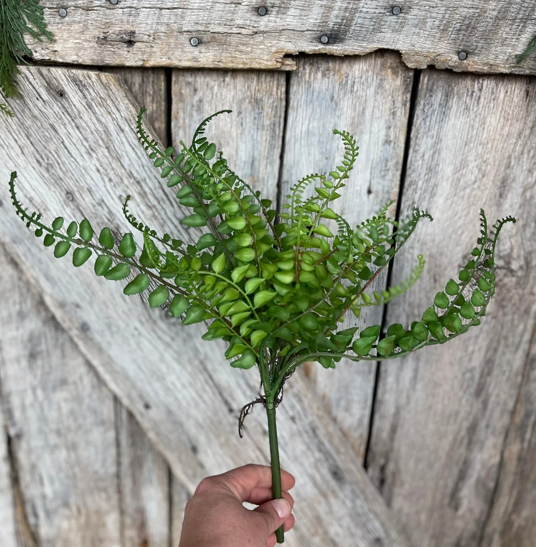 16" Green Fern Spray, Greenery Bush