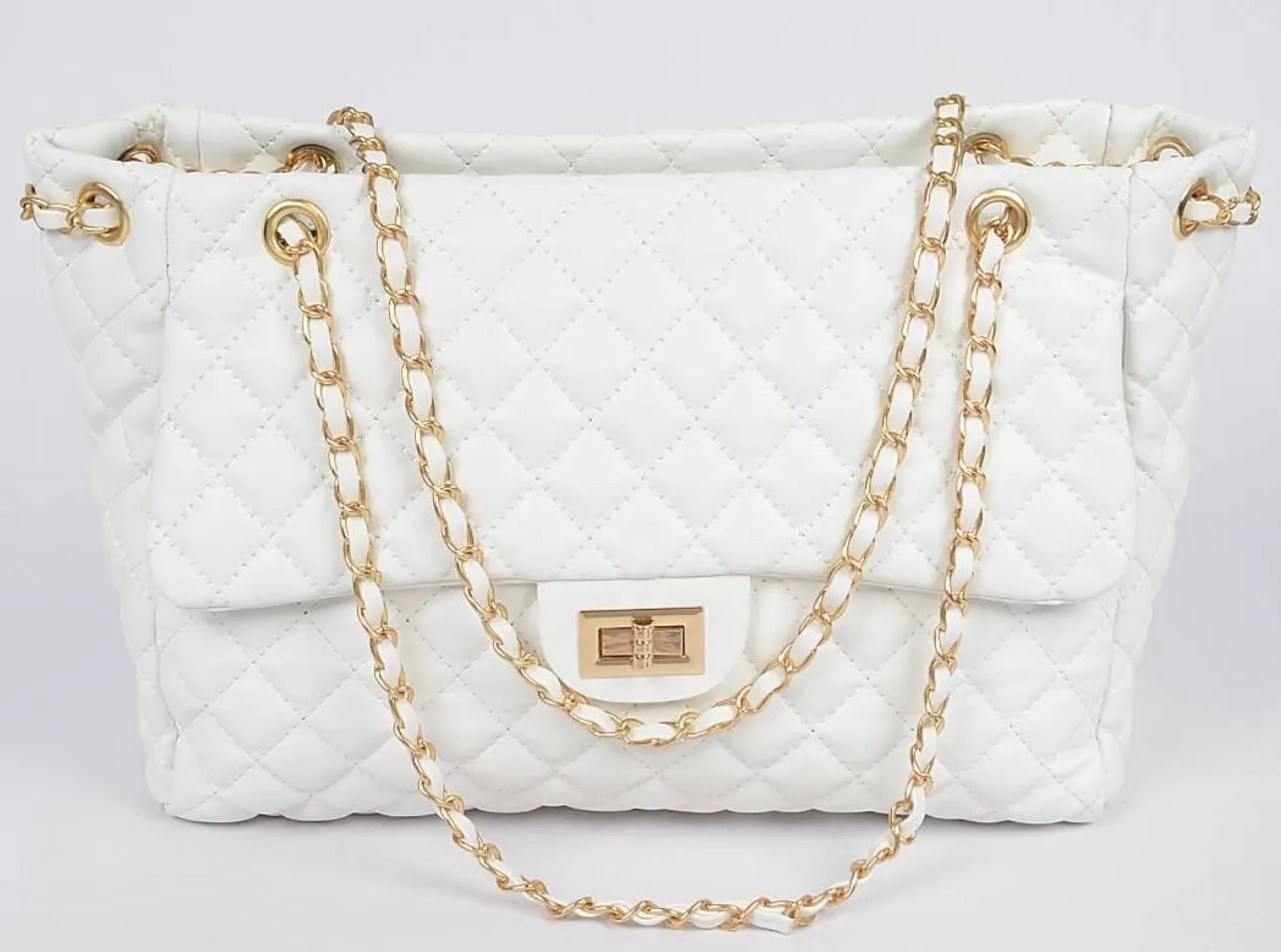 Accessories-Quilted Faux Leather Bag