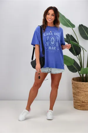 All About Eve Casa Del Mar O/S Tee Blue