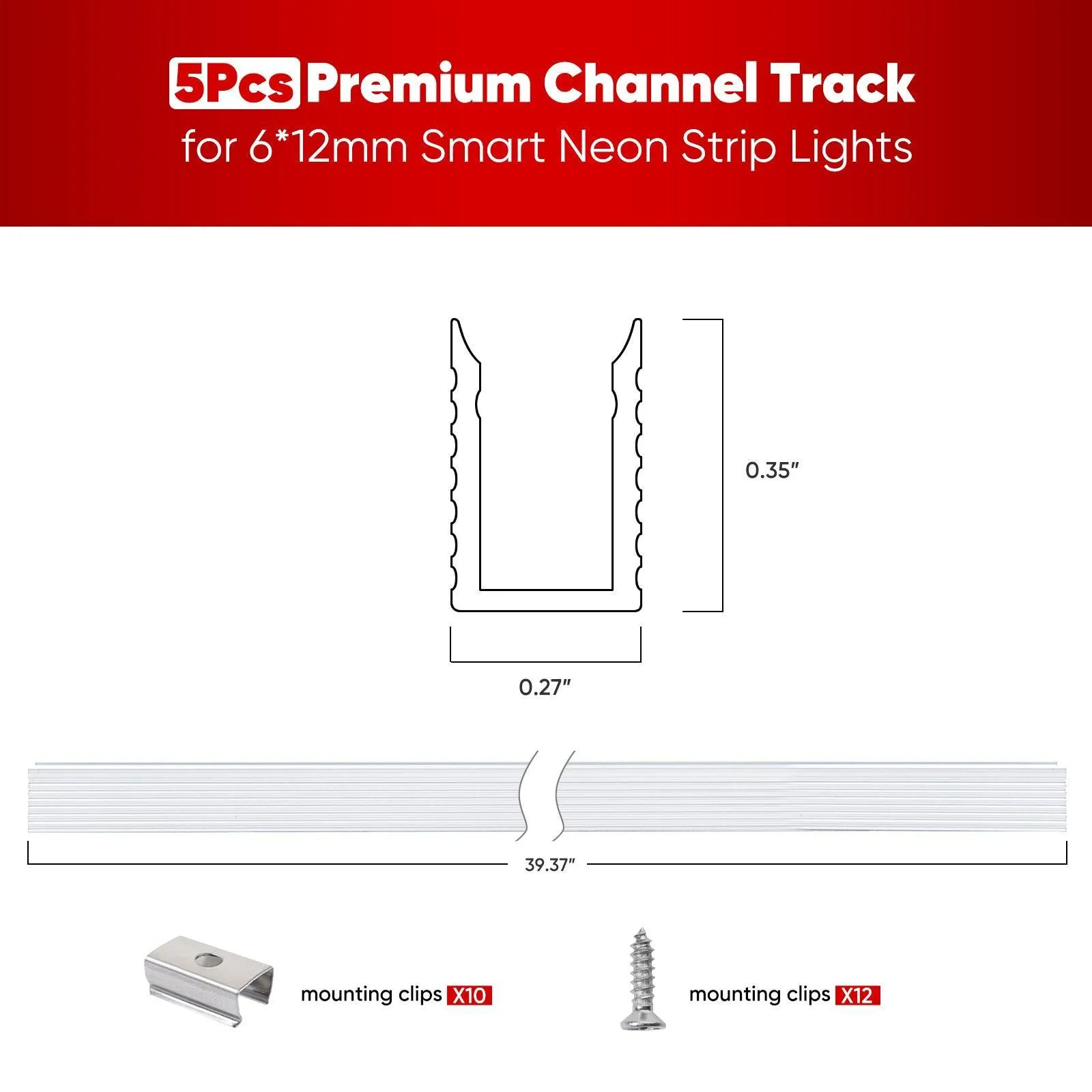 Aluminum Channel Track 3.3FT Only For 12V/24V Silicone Neon