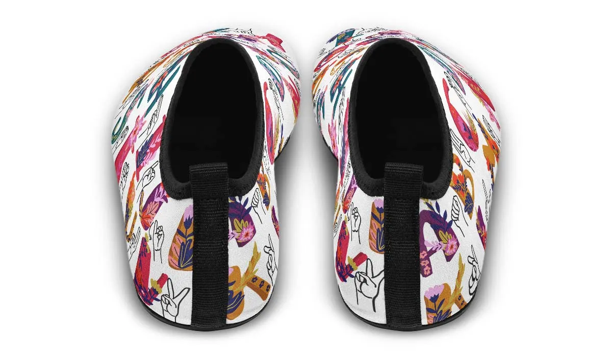 ASL Floral Alphabet Aqua Barefoot Shoes