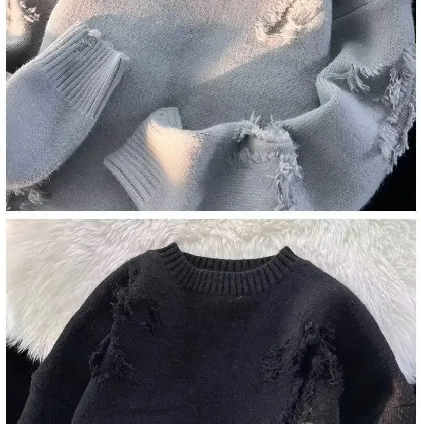 Autumn And Winter Ripped Sweatshirt