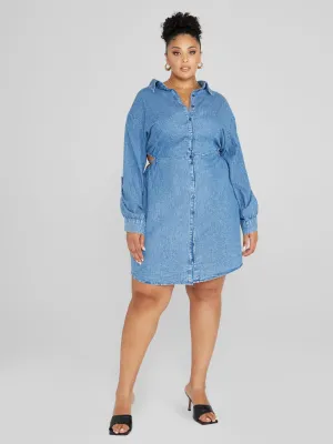 Bailey Open Back Chambray Denim Shirt Dress