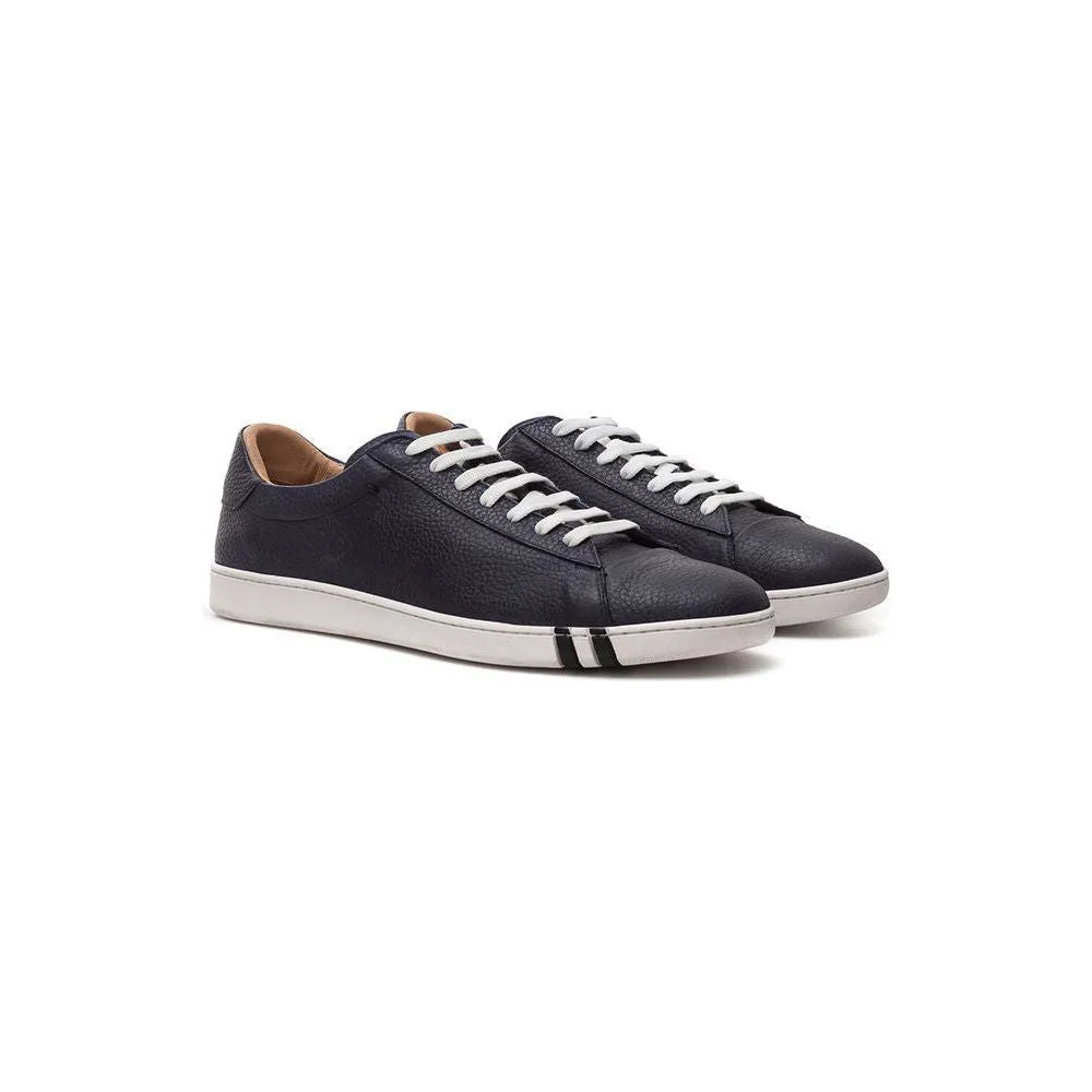 Bally Elegant Blue Leather Sneakers For Men