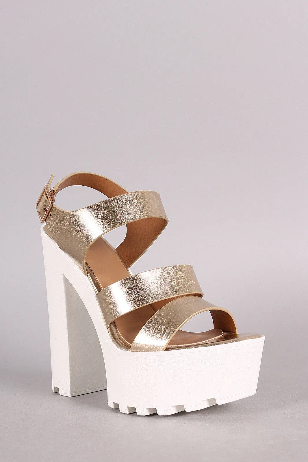 Bamboo Triple Band Lug sole Chunky Platform Heel