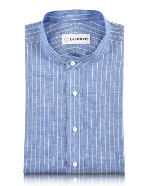 Blue White Chalk Stripes Linen Shirt