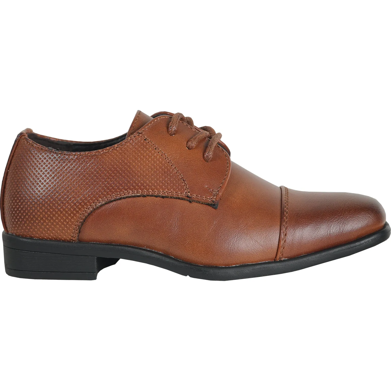 BRAVO Boy Dress Shoe KING-6KID Oxford Shoe School Uniform Cognac