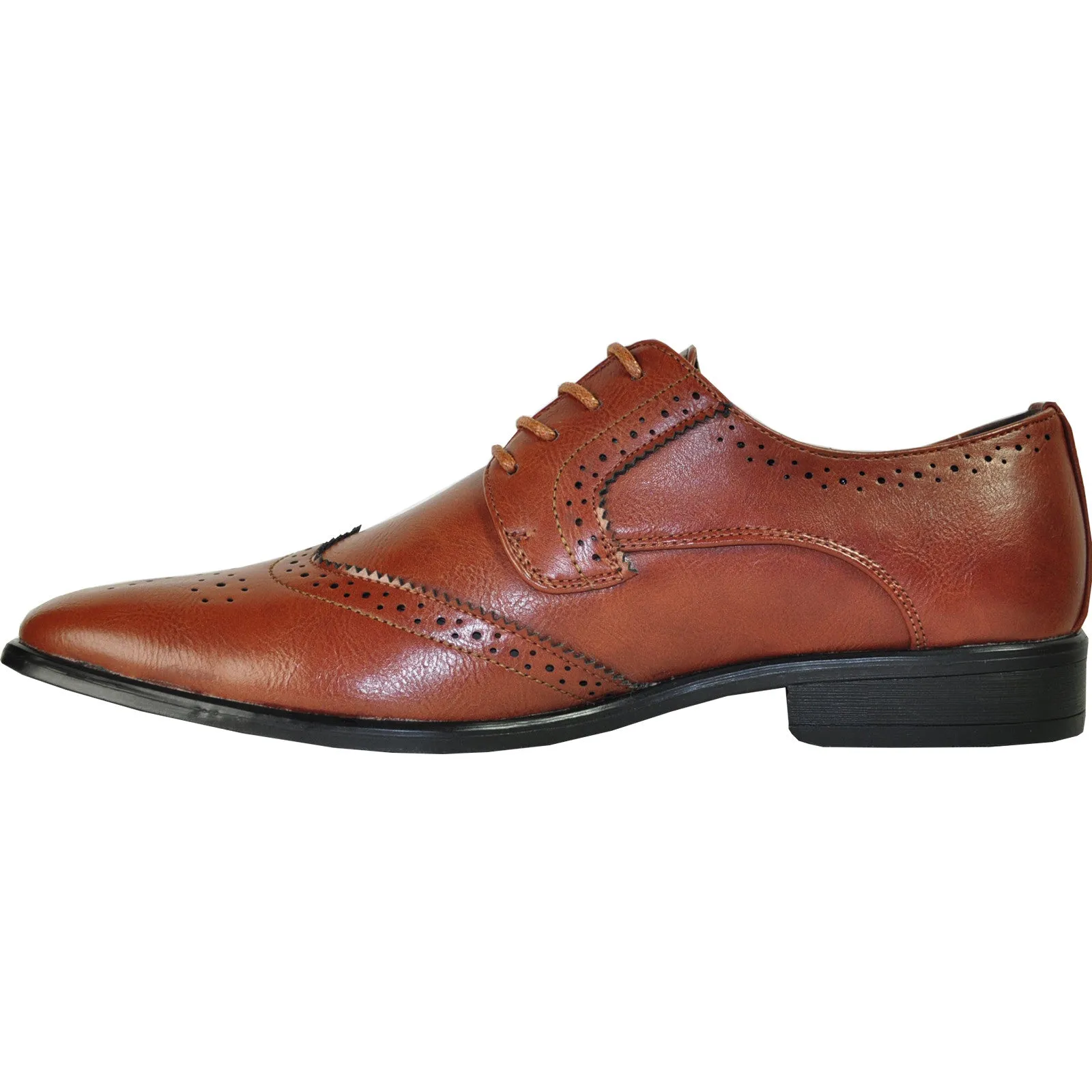 BRAVO Men Dress Shoe KING-2 Wingtip Oxford Shoe Brown