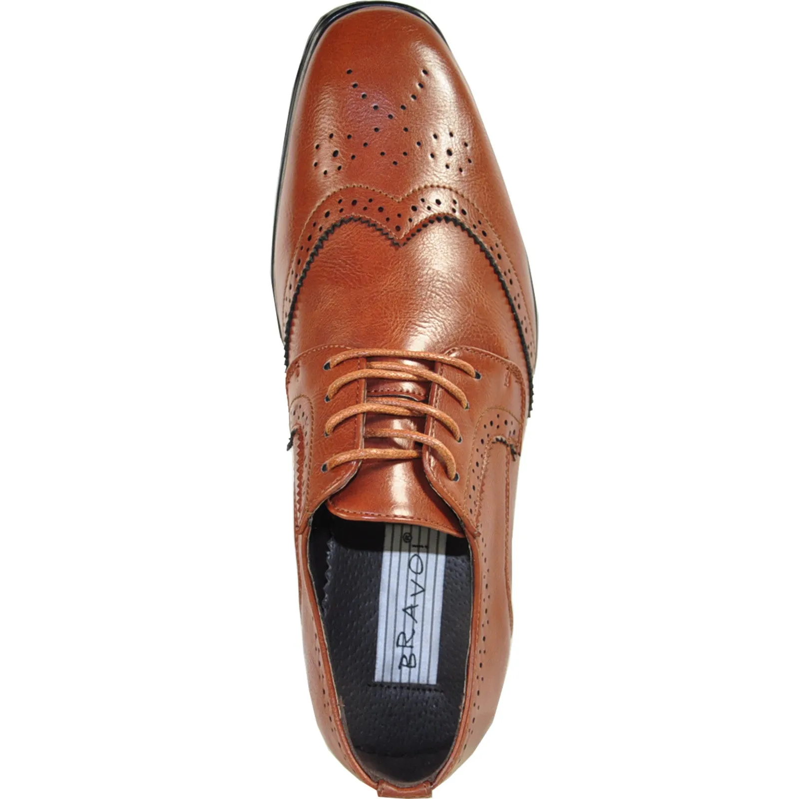 BRAVO Men Dress Shoe KING-2 Wingtip Oxford Shoe Brown