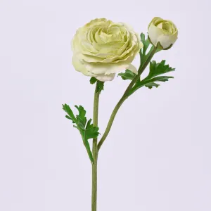 Chartreuse Green Real Touch Ranunculus Bloom & Bud Spray Single Faux Floral Stem Spray  - 23"