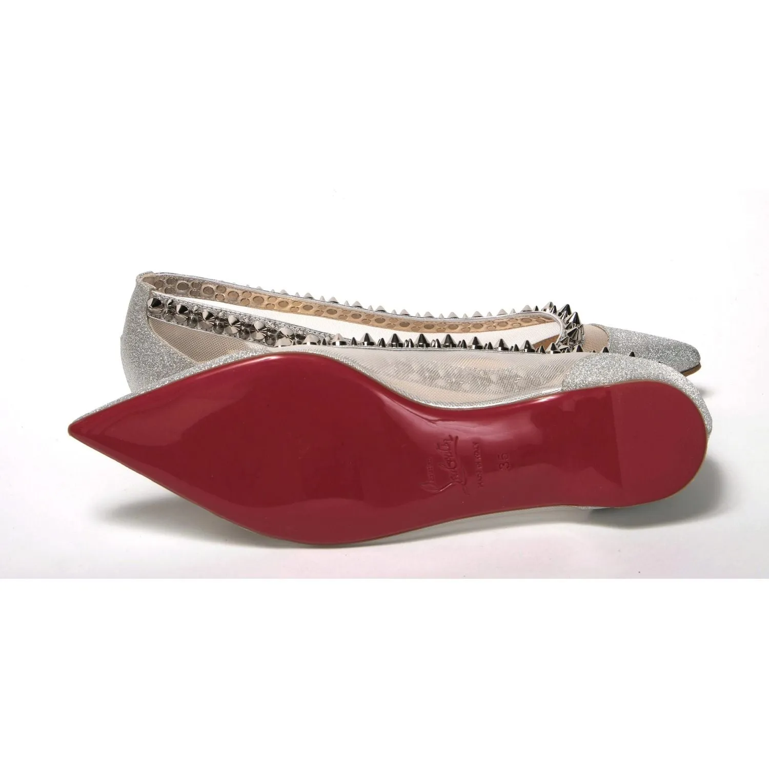 Christian Louboutin Silver Flat Point Toe Shoe