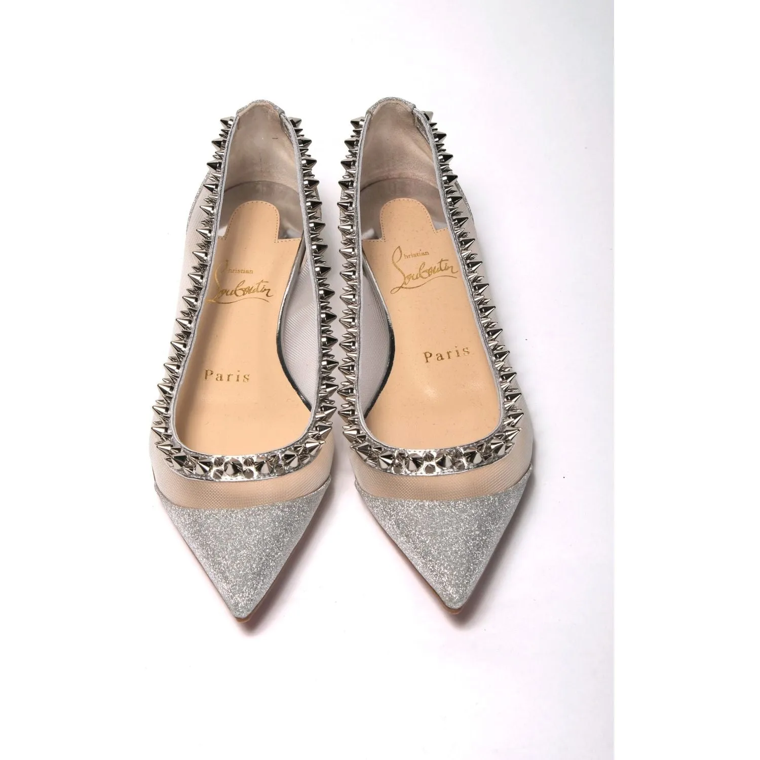 Christian Louboutin Silver Flat Point Toe Shoe