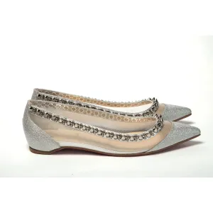 Christian Louboutin Silver Flat Point Toe Shoe