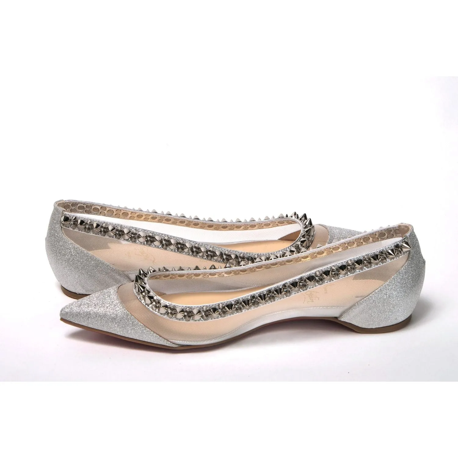 Christian Louboutin Silver Flat Point Toe Shoe