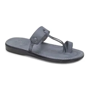 David - Leather Open Toe Sandal | Grey