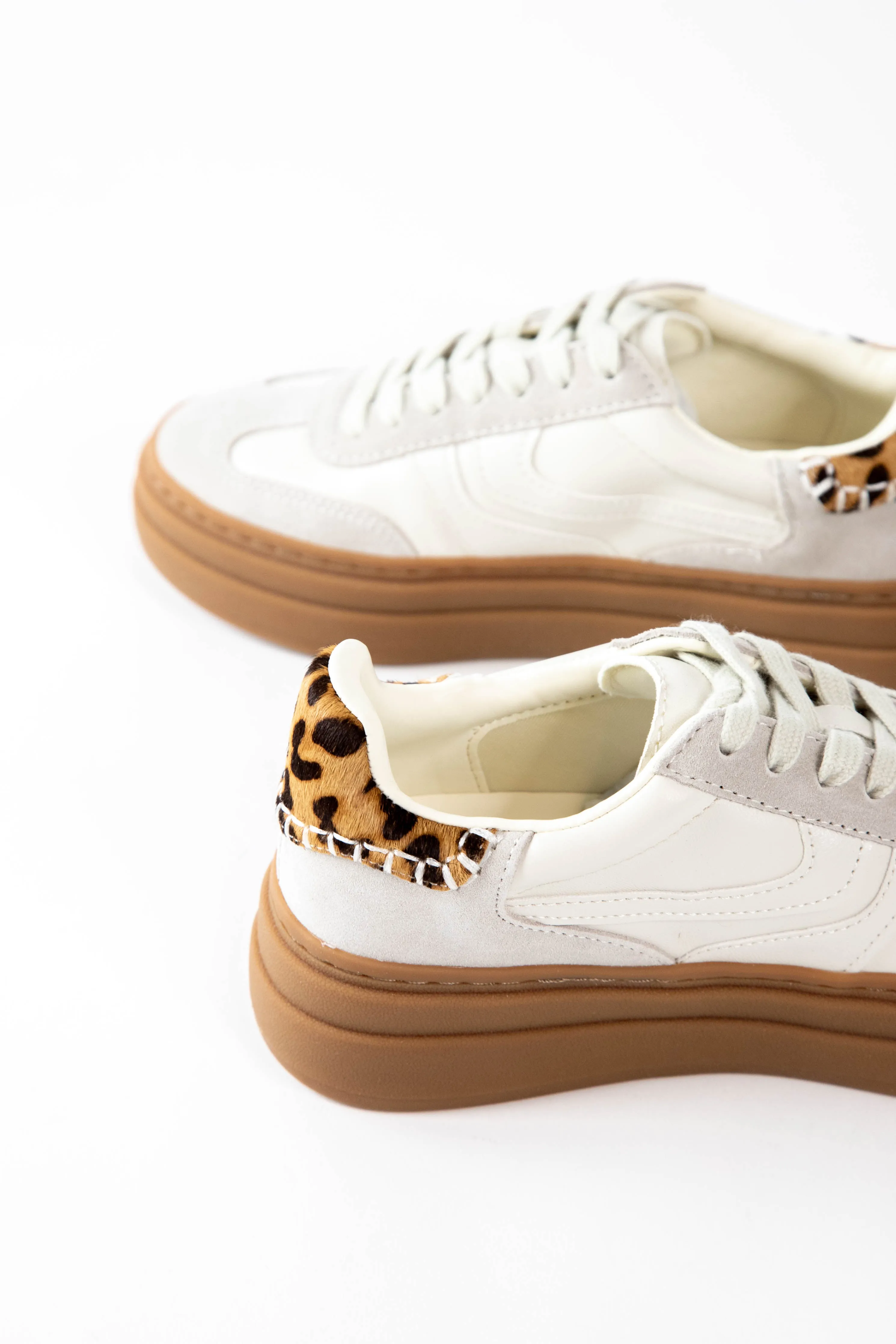 Dodge Leopard Accent Sneakers, Bone Multi | Steve Madden