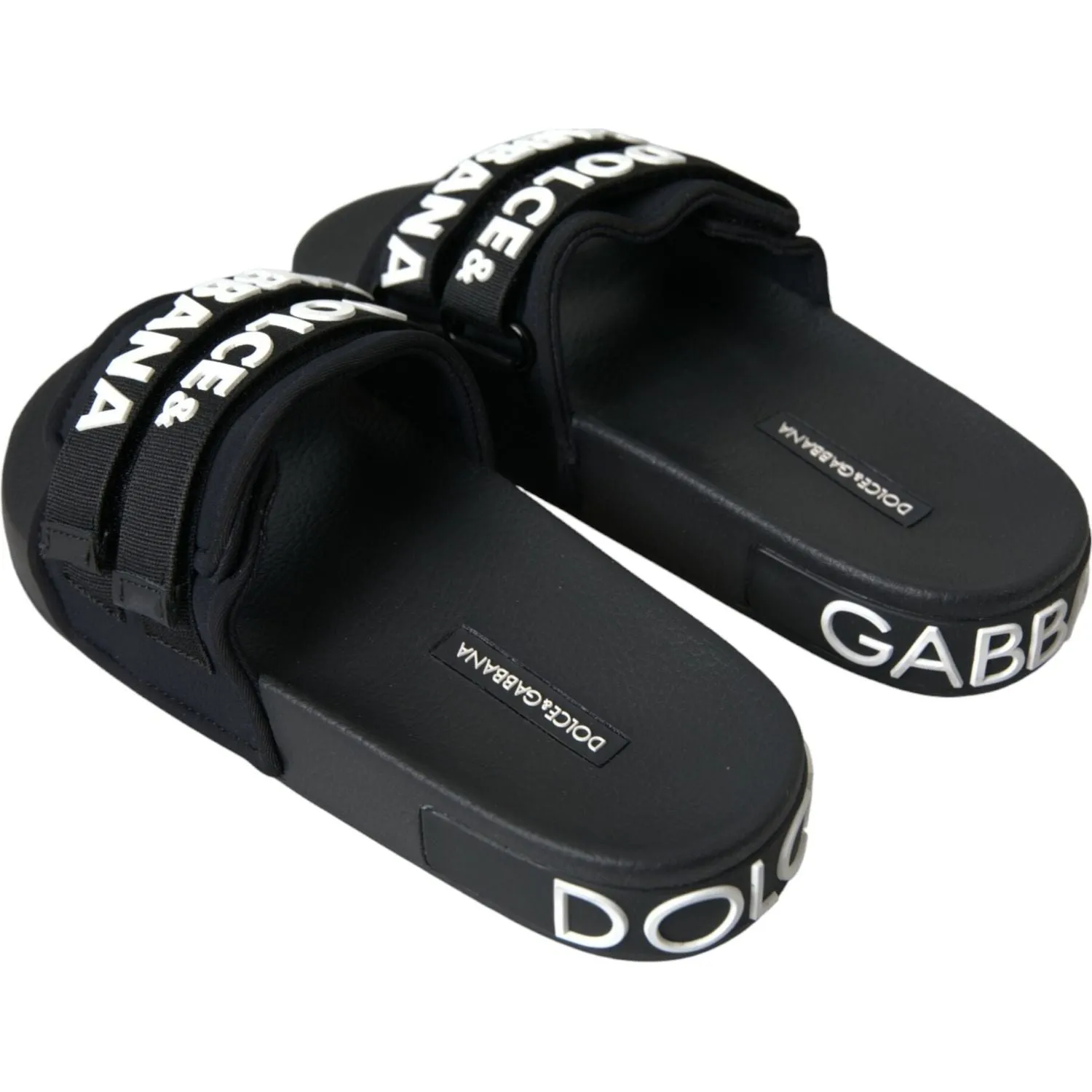 Dolce & Gabbana Black Neoprene Slides Flats Beachwear Shoes