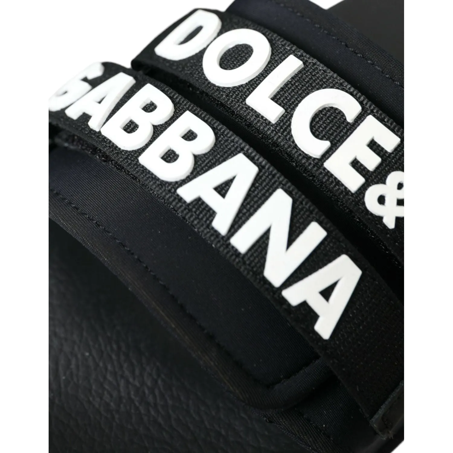 Dolce & Gabbana Black Neoprene Slides Flats Beachwear Shoes