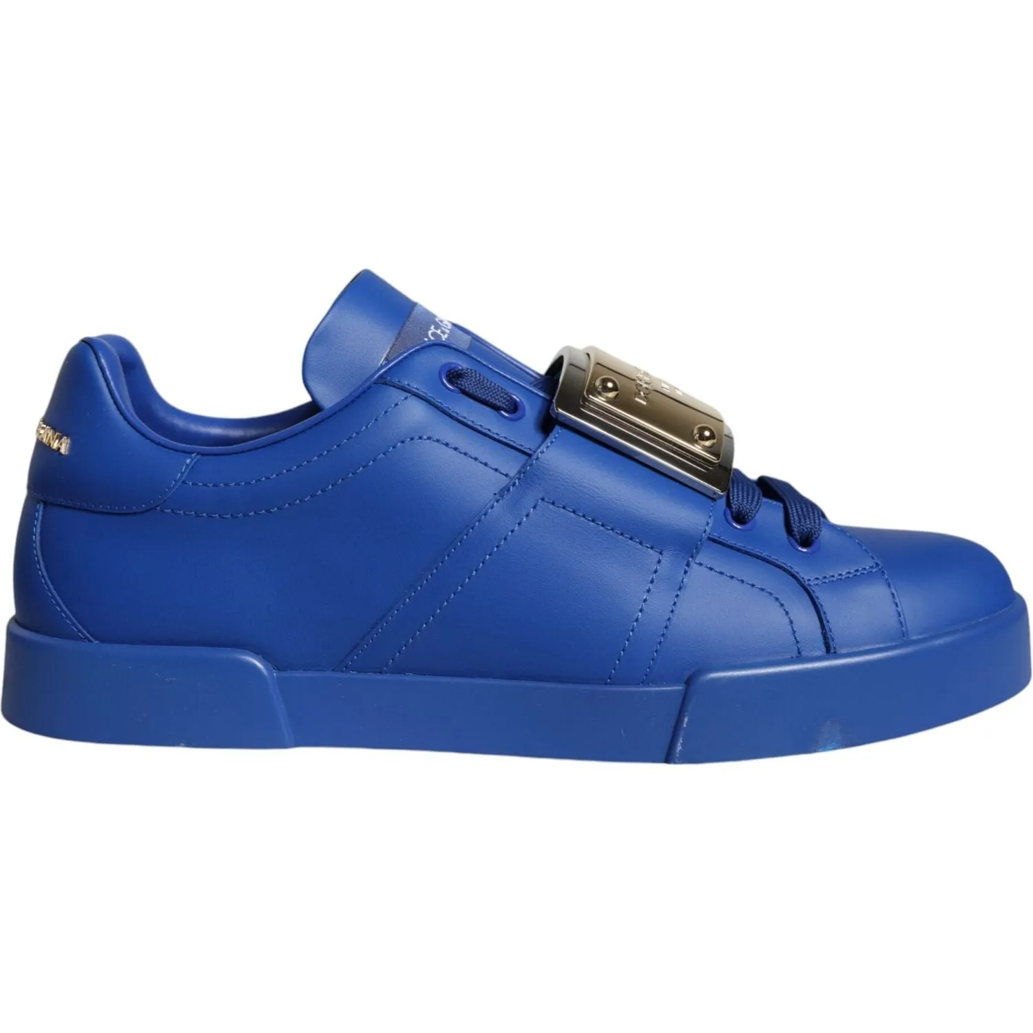 Dolce & Gabbana Blue Leather Low Top Portofino Sneakers Shoes