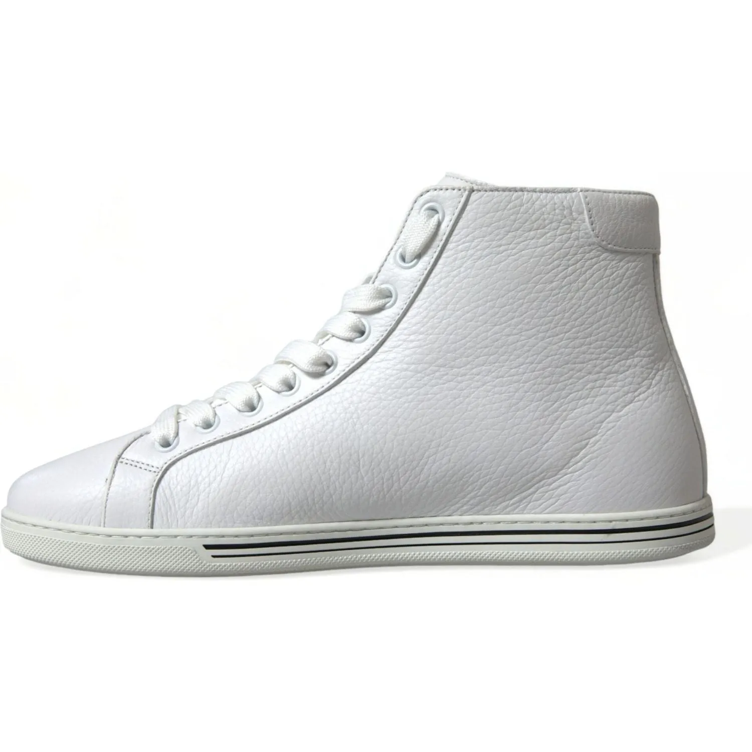 Dolce & Gabbana Elegant White Leather High Top Sneakers