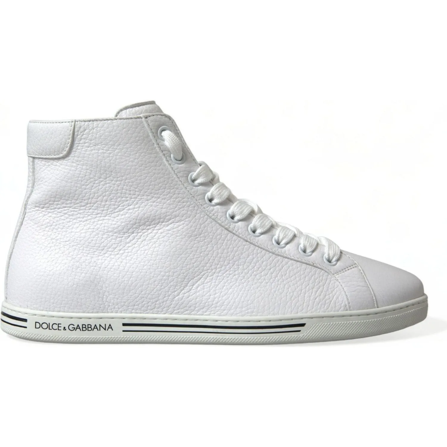 Dolce & Gabbana Elegant White Leather High Top Sneakers