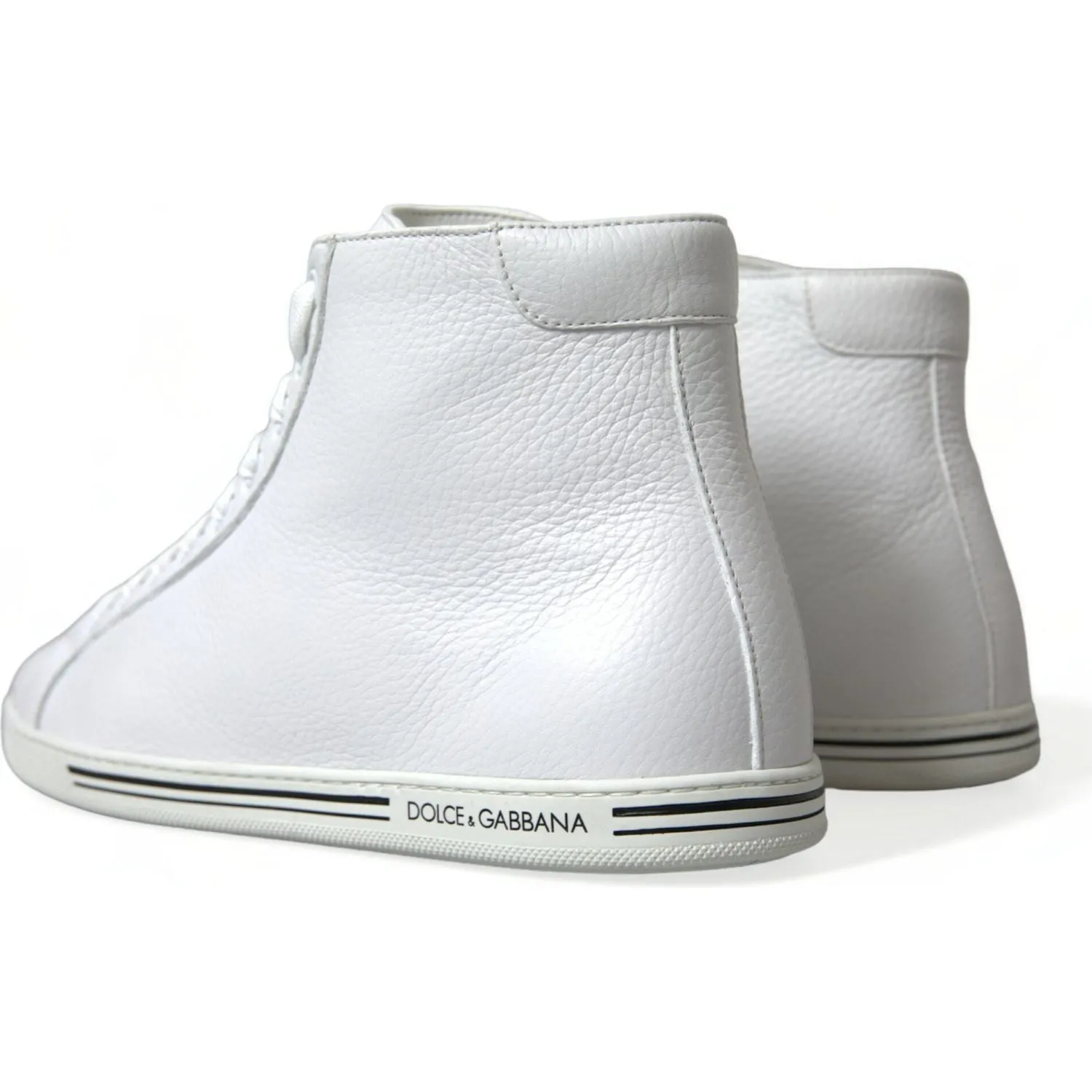 Dolce & Gabbana Elegant White Leather High Top Sneakers