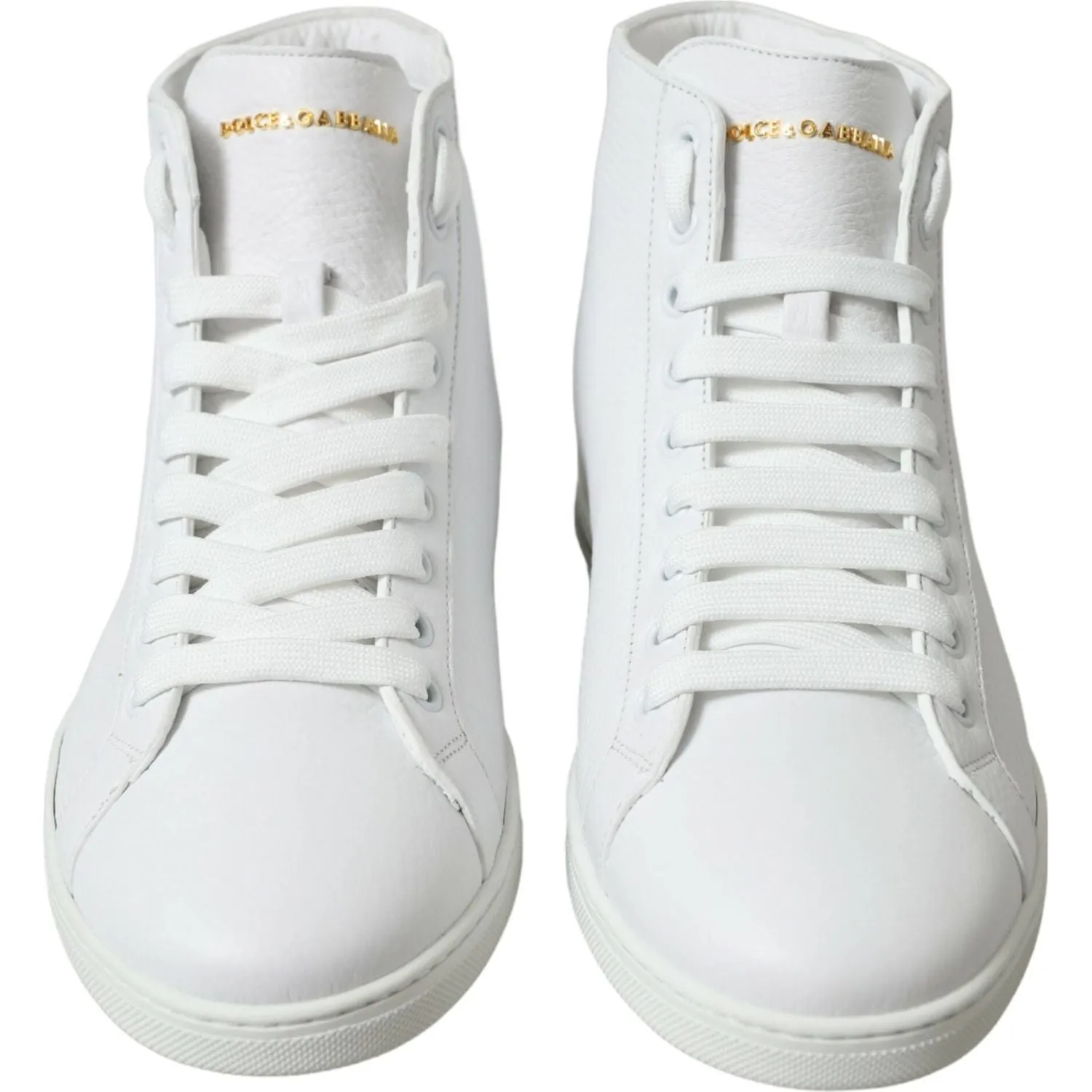 Dolce & Gabbana Elegant White Leather High Top Sneakers