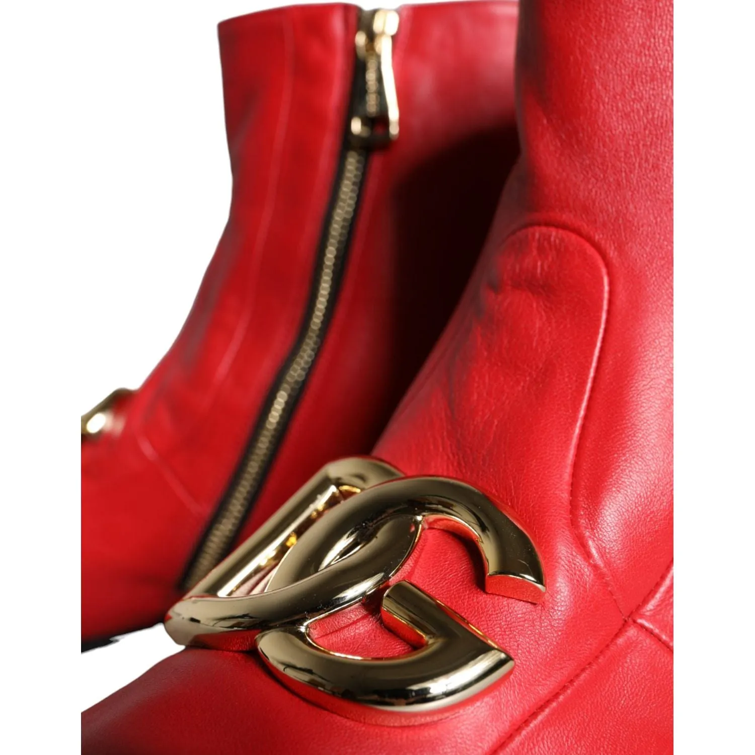 Dolce & Gabbana Red Lambskin Leather Men Ankle Boots Shoes