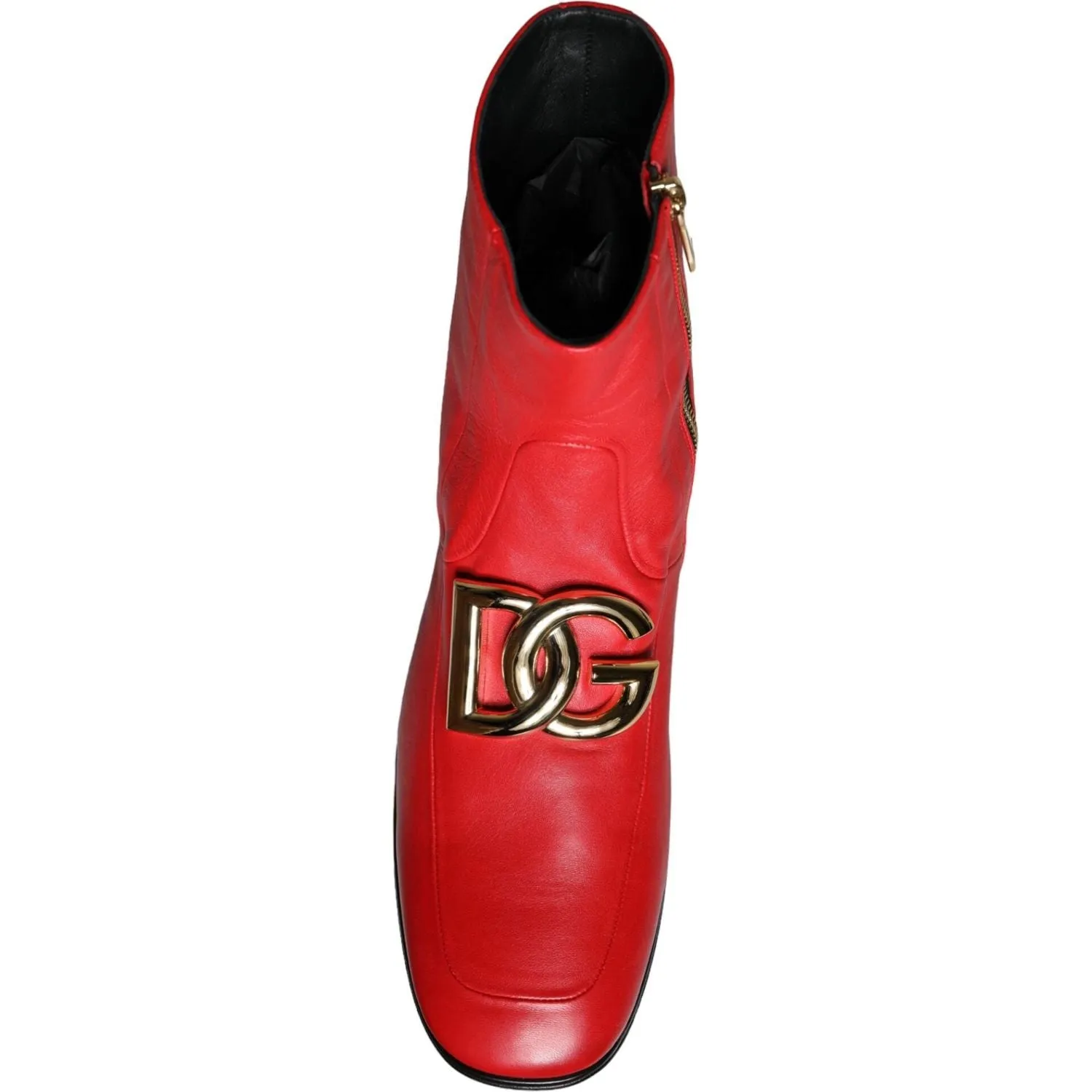 Dolce & Gabbana Red Lambskin Leather Men Ankle Boots Shoes