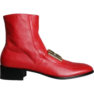 Dolce & Gabbana Red Lambskin Leather Men Ankle Boots Shoes