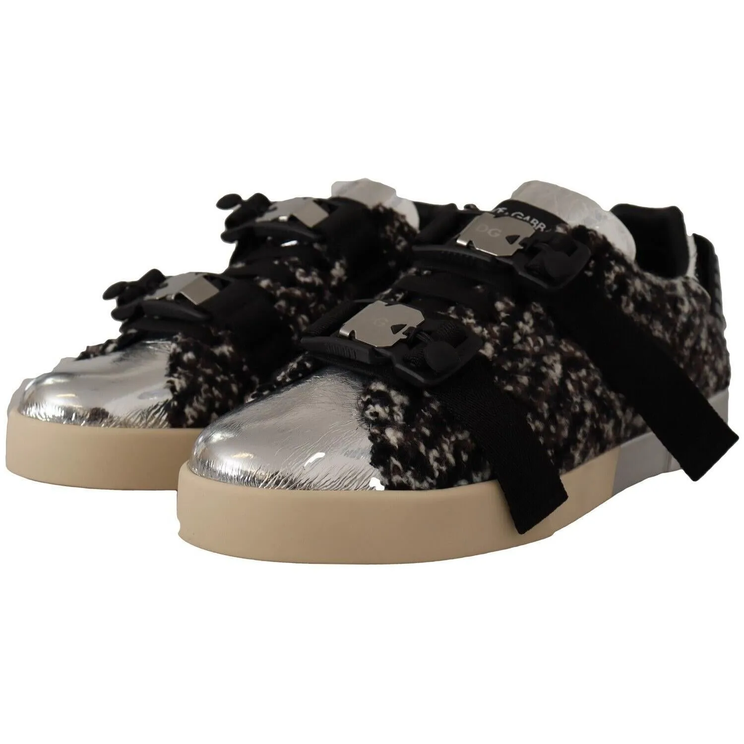 Dolce & Gabbana Silver Elegance Leather Sneakers