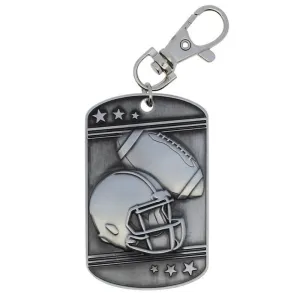 Football Dog Tag Zipper Pull Silver