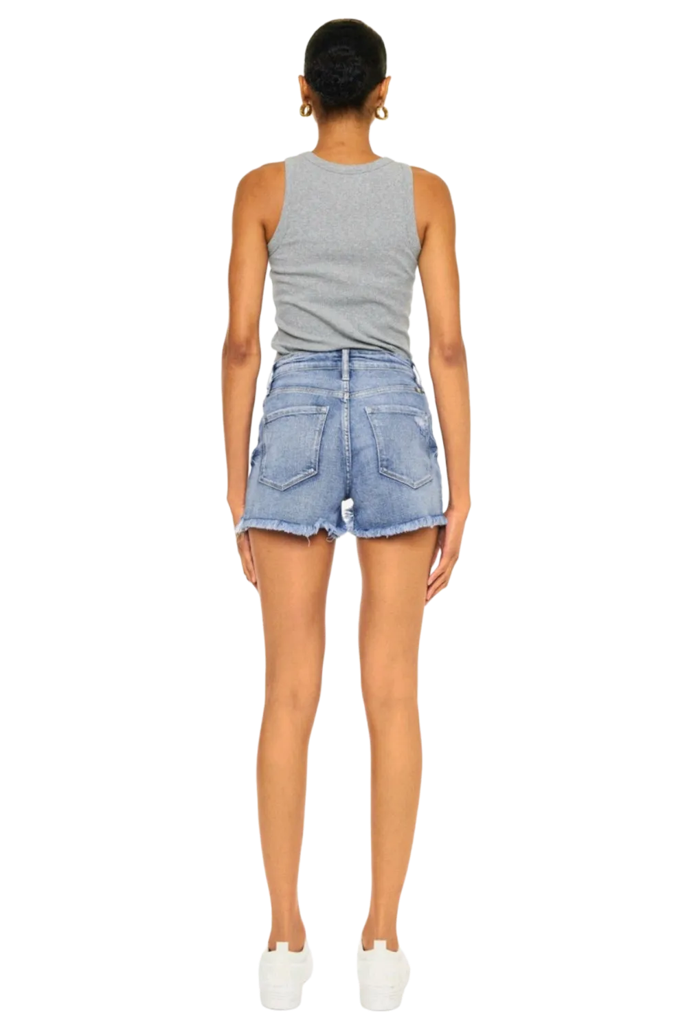 Kancan Distressed Raw Hem Denim Shorts