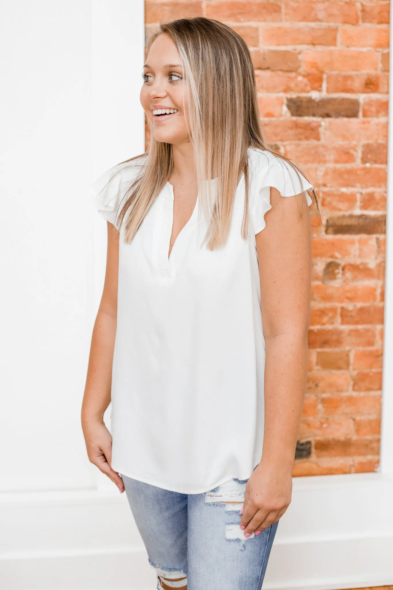 Kelby Cap Sleeve Blouse Ivory