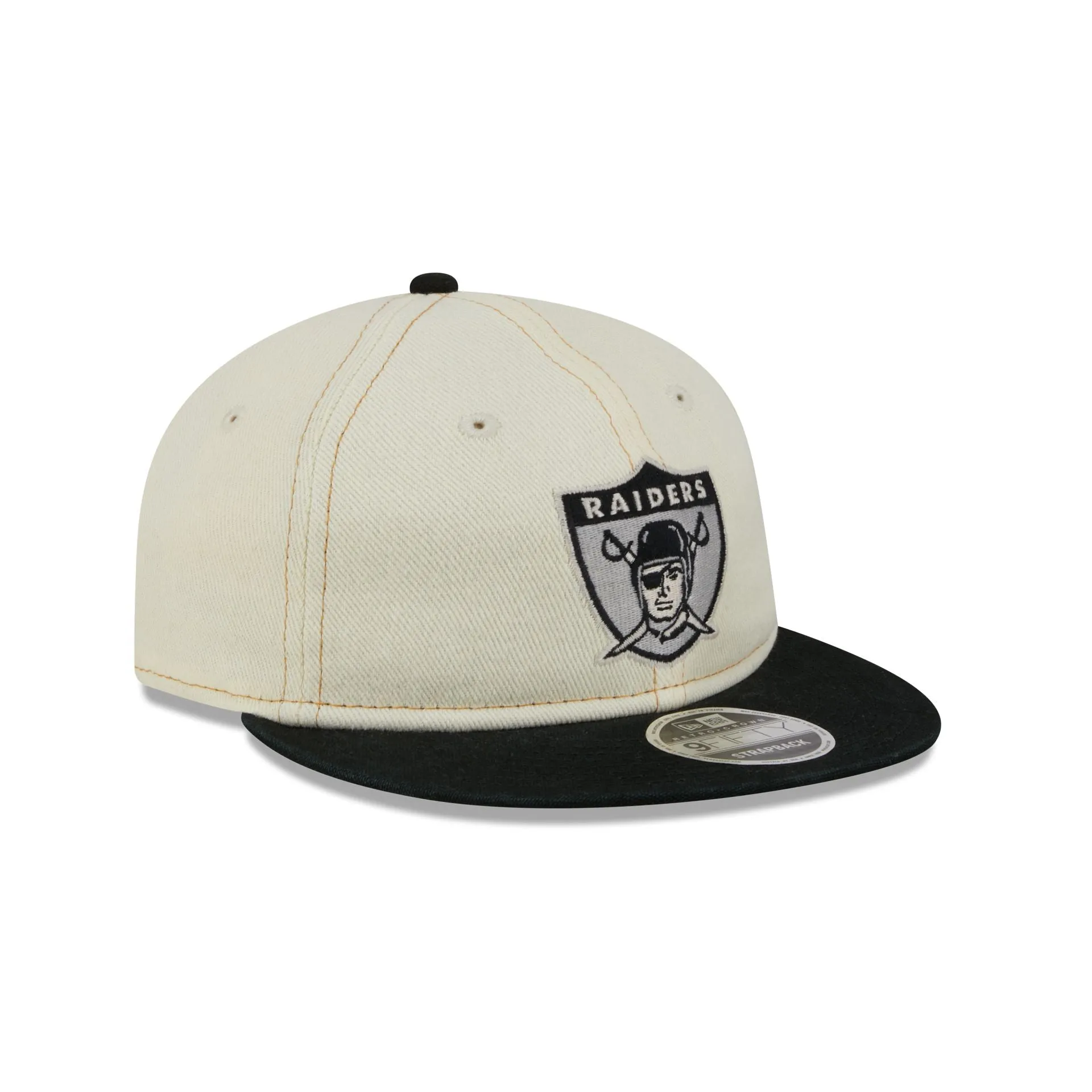 Las Vegas Raiders Chrome Denim White Retro Crown 9FIFTY Strapback