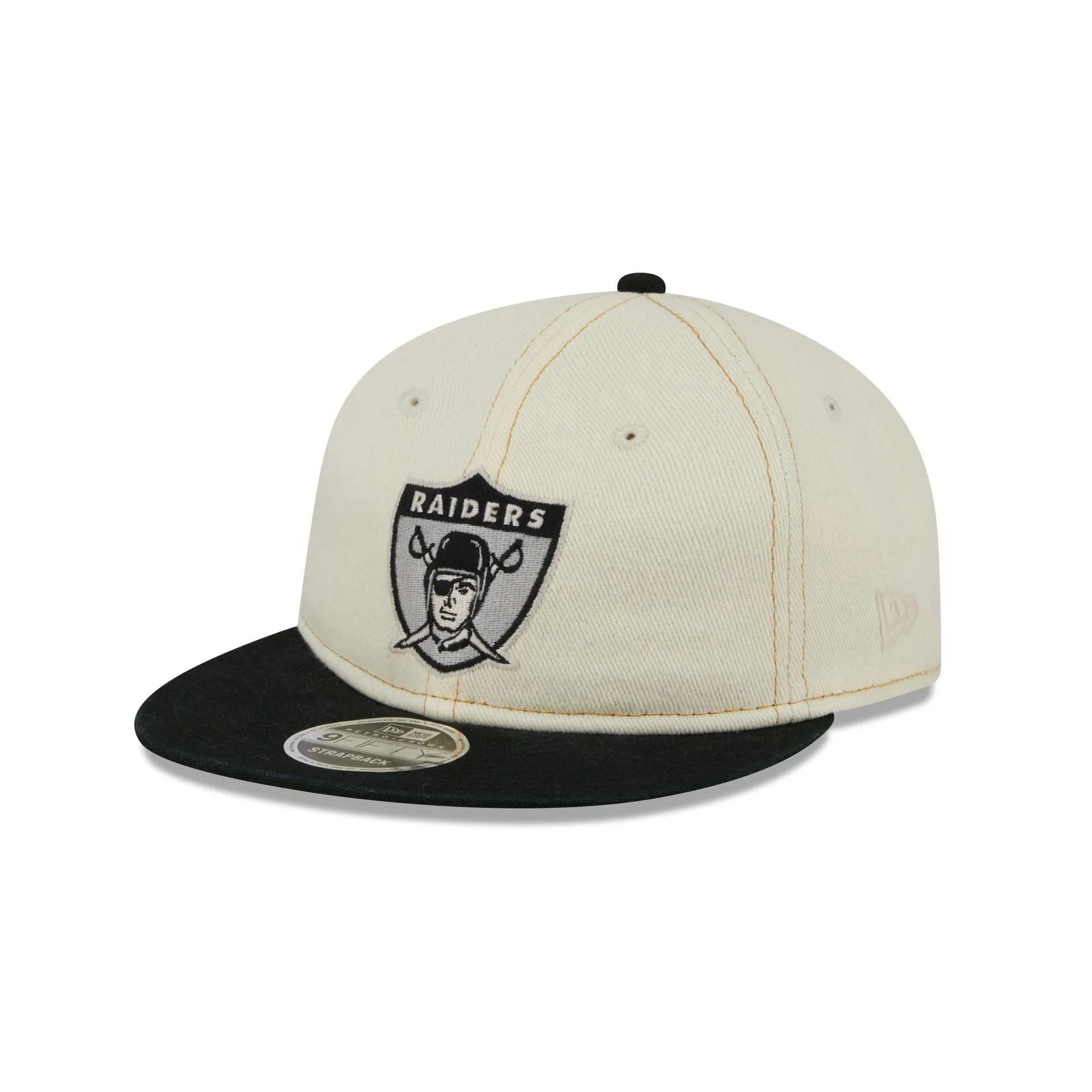 Las Vegas Raiders Chrome Denim White Retro Crown 9FIFTY Strapback