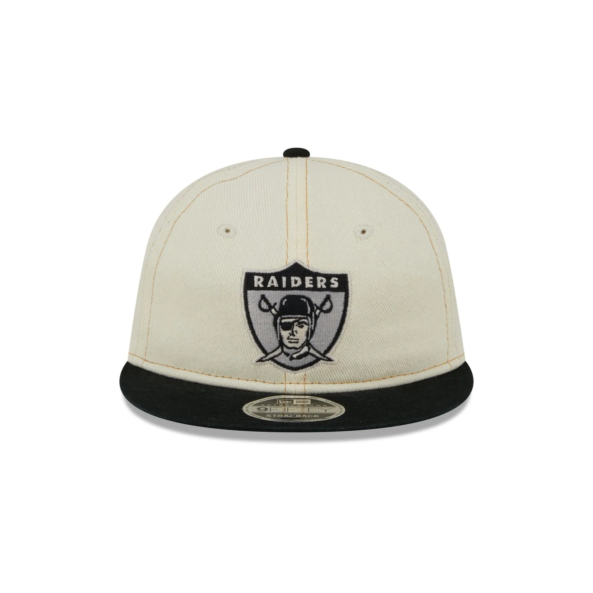 Las Vegas Raiders Chrome Denim White Retro Crown 9FIFTY Strapback