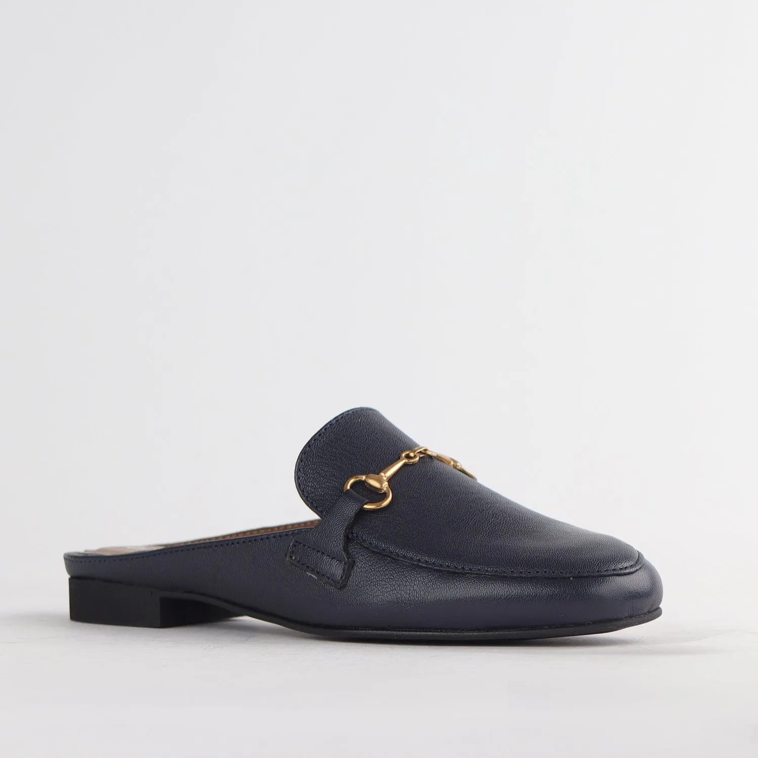 Mule with Gold Trim in Navy - 12450