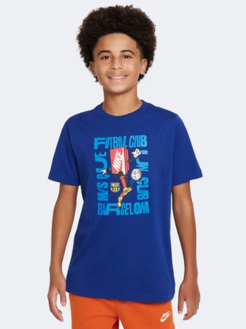 Nike Fc Barcelona Boxy Character Boys Football T-Shirt Deep Royal Blue