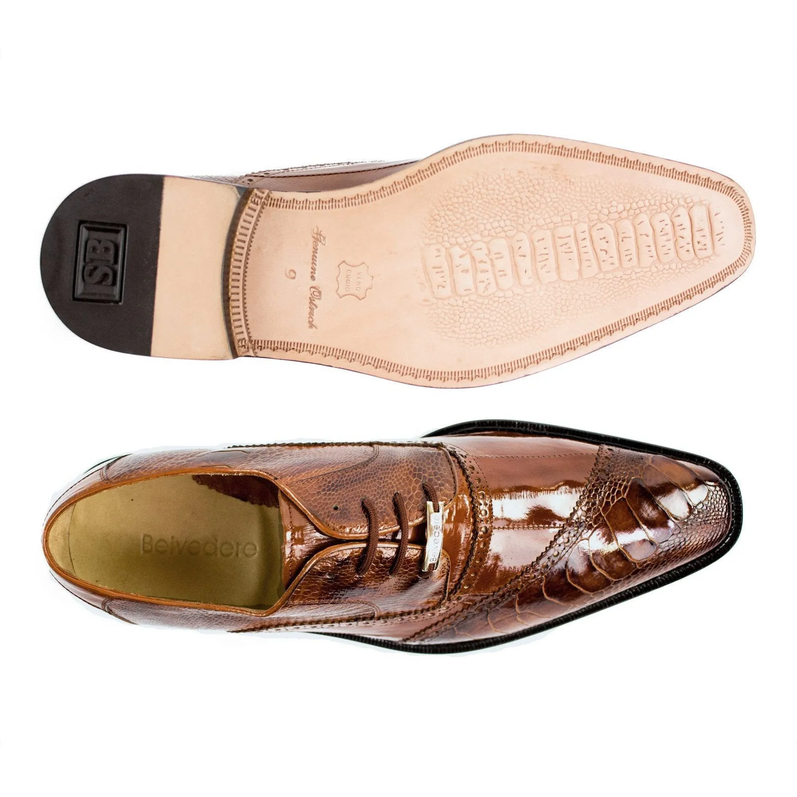 Nino Eel and Ostrich Wingtip Oxford Shoe by Belvedere