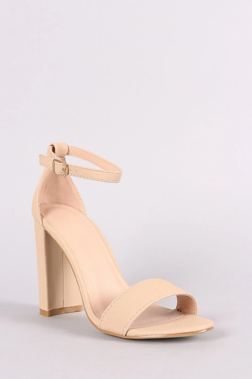 Nubuck Ankle Strap Open Toe Chunky Heel