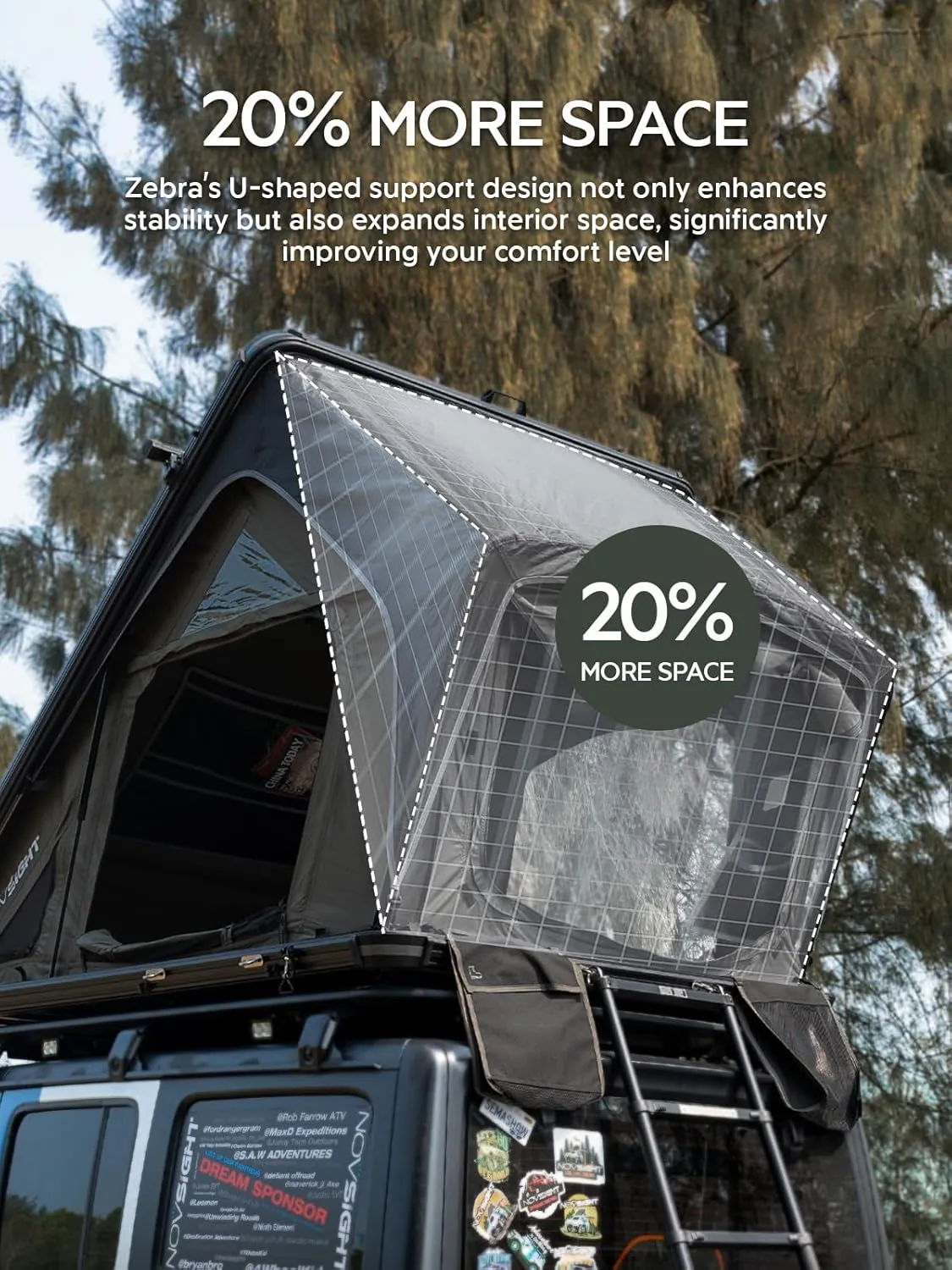 Off-Road Hard Shell Rooftop Tent, Level 7 Wind-Tested for Jeep, Truck, and SUV Camping