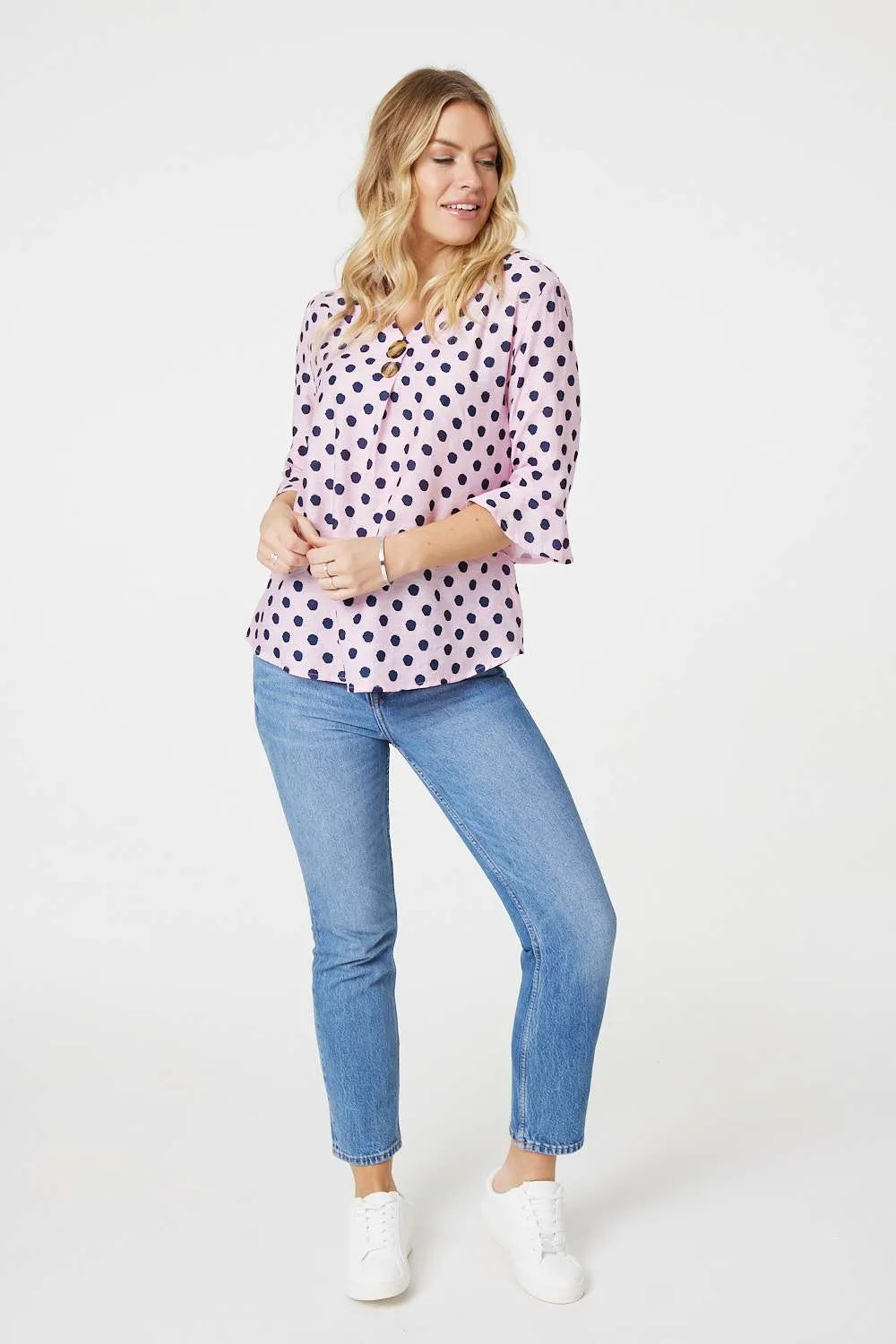 Polka Dot 3/4 Sleeve Blouse