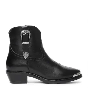 Stylish Saint Gessica Leather Ankle Boots with Buckle Decoration