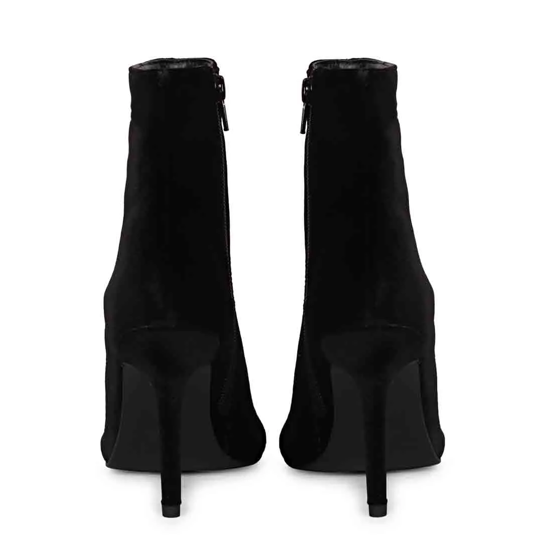 Saint Vienna Black Stretch Suede Ankle Boots