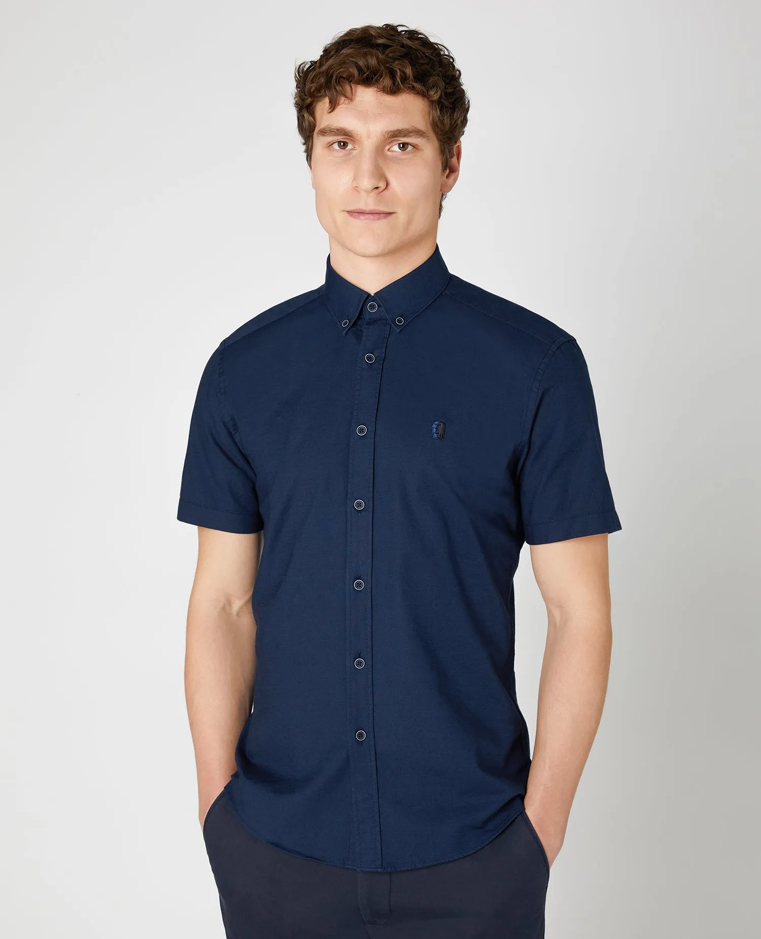 Slim Fit Oxford Cotton Short Sleeve Shirt