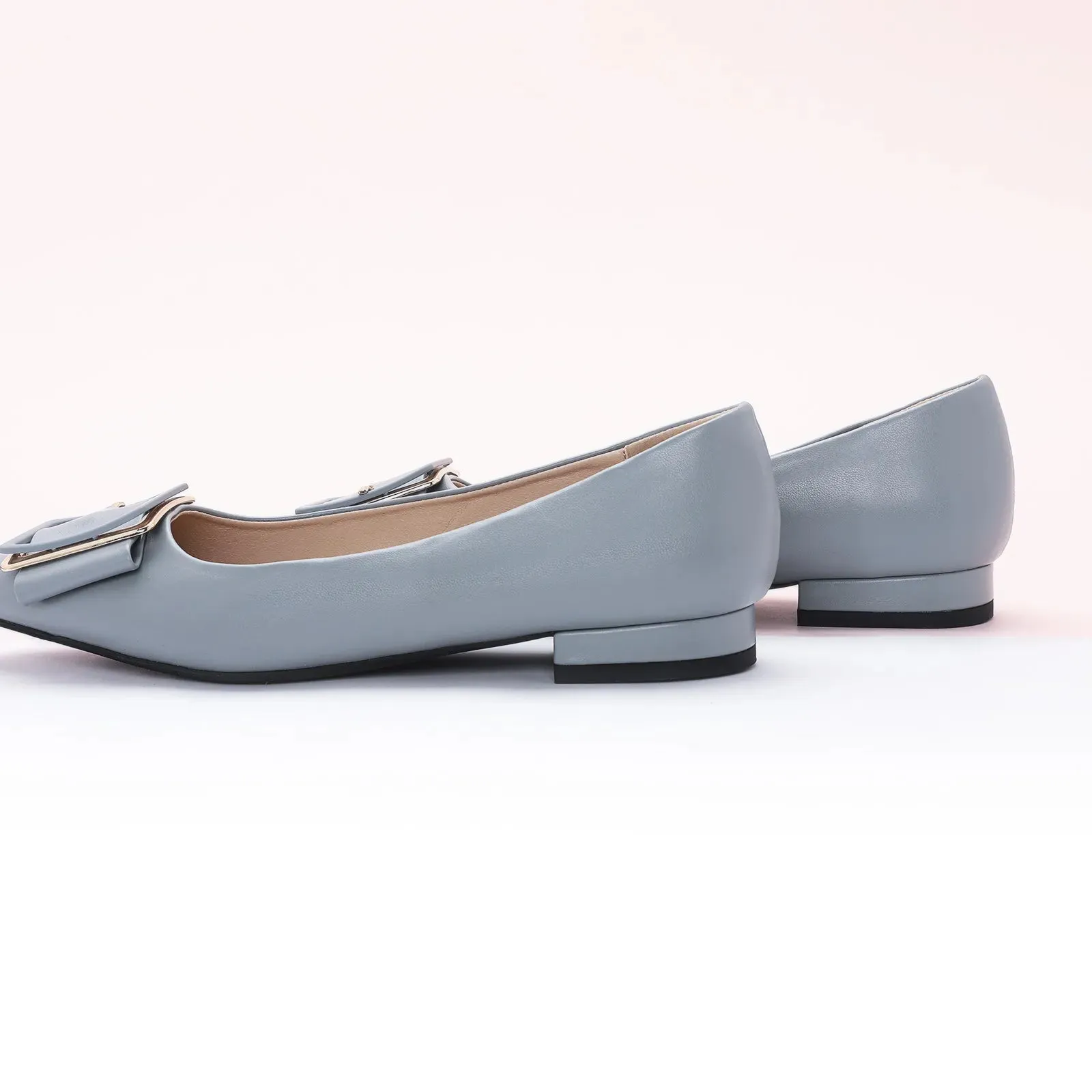 Square Buckle Flats (Aida) Blue