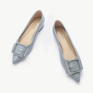 Square Buckle Flats (Aida) Blue