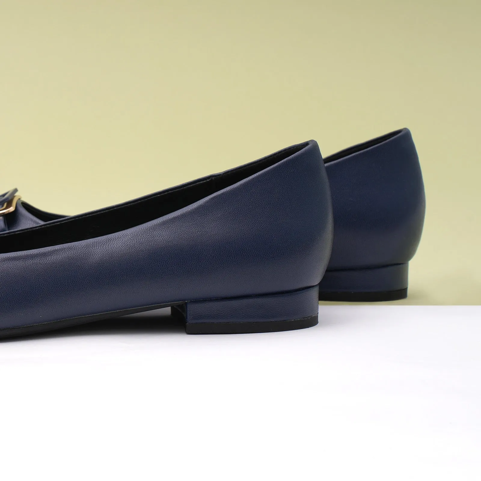 Square Buckle Flats (Aida) Navy