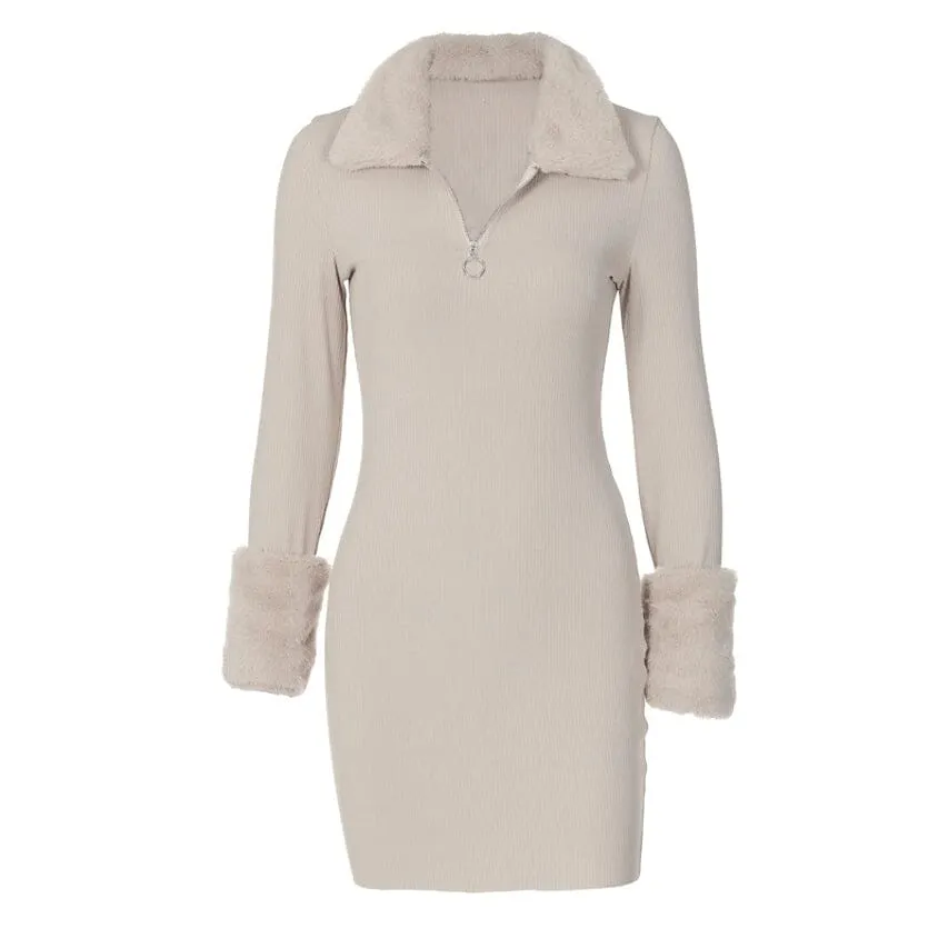 Women's Sheath Dress Long Sleeve Pure Color